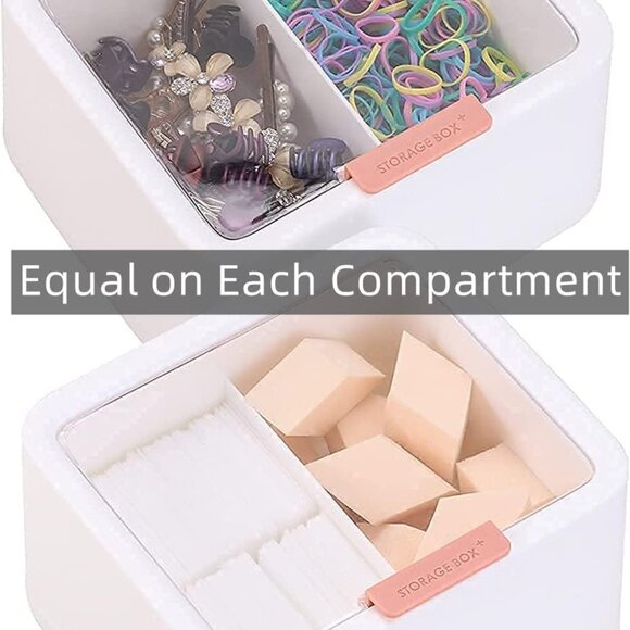 2 Slot Cotton Swab Ball Qtip Holder Jar Plastic Container Dispenser Box with Hin - Picture 3 of 6